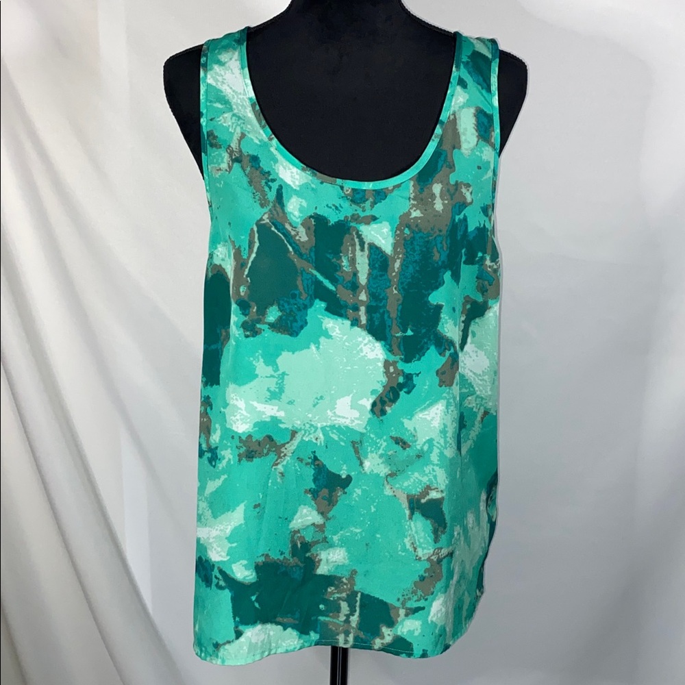 Mossimo Tank Top Polyester Green Teal Abstract Pattern